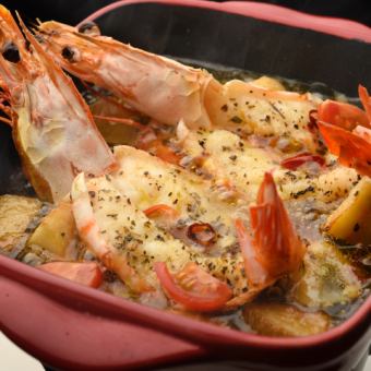 Shrimp and eringi ajillo