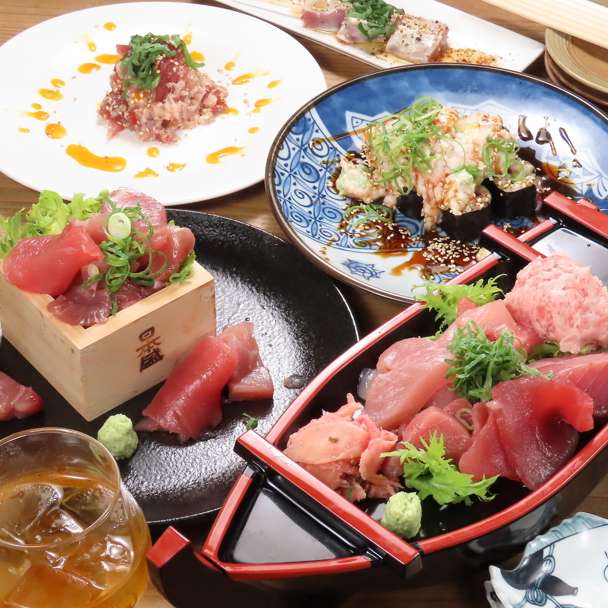 Enjoy a 2.5-hour seating time with a course featuring tuna dishes and all-you-can-drink.