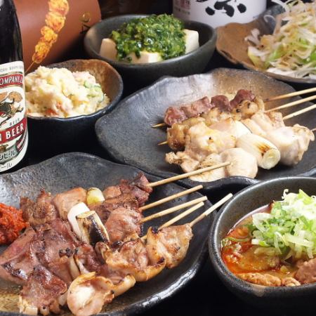 [Banquet plan with 2 hours of all-you-can-drink] 7 dishes including recommended yakitori of the day♪ 3,850 yen per person (tax included)