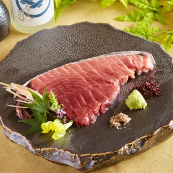 Real tuna cross-section sashimi
