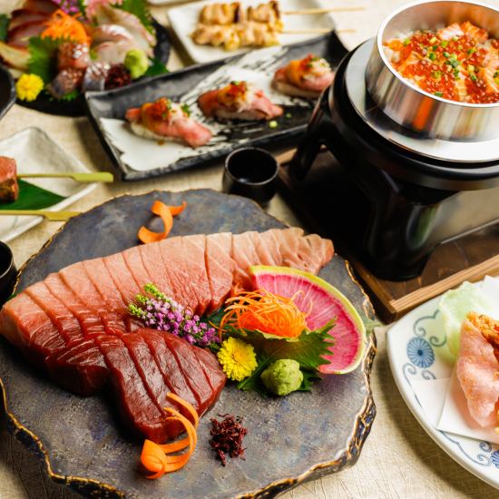 本鮪の断面刺しなど厳選された美味しい鮮魚をお楽しみください