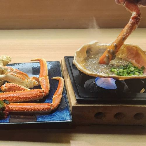 ズワイ蟹姿盛り　蟹みそ甲羅焼き