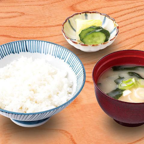 Rice set (white rice, miso soup, pickles)