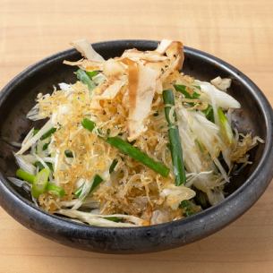 Green onion and small sardine salad