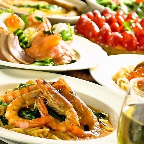 パーティーコースは生パスタともちもちピザ♪　3000円(税抜)～