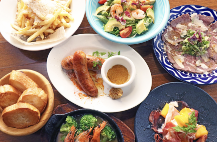 ☆プレミアムコース☆ 2時間飲み放題+料理9品 ⇒ 4000円!◆選べるピザ付き!◆