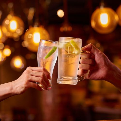 Reasonably priced drinks starting from 500 yen