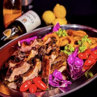 【2時間飲み放題付】バックリブのオーブン焼きに当店人気のパスタ／プレミアムコース　6000円