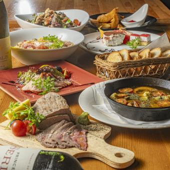 【全7品女子会コース】紅茶鴨ローストやアヒージョ、ローストビーフなど デザートも付いて2500円