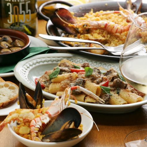 [Dinner] 7,500 yen course with 9 dishes and all-you-can-drink with bubbles ■ Pasta, paella, and meat dishes ■ *Lunch is also available for private use only