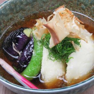 Deep-fried tofu and eggplant with yuzu aroma