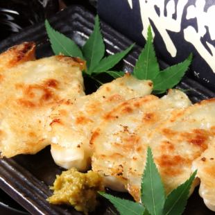 Juicy grilled gyoza dumplings