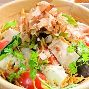 Steamed Chicken and Tofu Japanese Salad