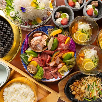 【仅限餐食】适合全家享用的大份套餐！肉类美味，还包含米饭、凉面和甜点！午餐聚会可享500日元优惠券