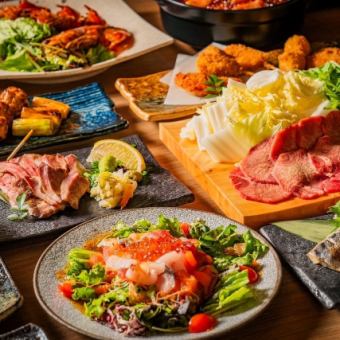 The highest-class [Cho Course] includes all-you-can-drink, beef tongue shabu-shabu, five kinds of fresh fish, and 9 other dishes, 8,000 yen. Perfect for parties.