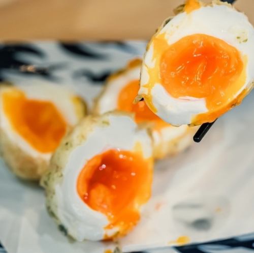 半熟卵の磯部揚げ