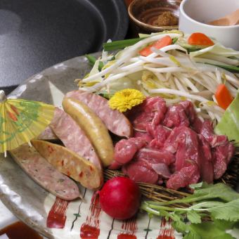 「鹿儿岛黑猪肉+北海道直送的成吉思汗+什锦蔬菜」自助餐2,750日元