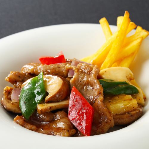 Stir-fried beef with black pepper