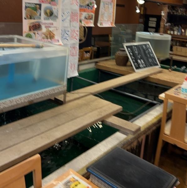 店内には活きの良い魚が泳ぐ「生簀（いけす）」を完備！ご注文をいただいてから素早く捌く「活け造り」は、鮮度抜群で目でも楽しめるエンターテイメント性が魅力です。職人の手仕事を感じられる空間で、五感を満たす特別な食体験をご提供します。日常のお食事から大切なお集まりまで幅広く対応。