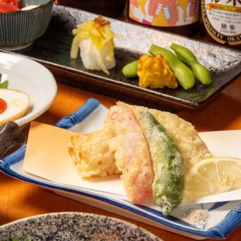 [Okayama Casual Course] 6 dishes including seasonal sashimi, Spanish mackerel, boiled dumplings, tempura, and wild boar steak ★ 3,500 yen *Food only