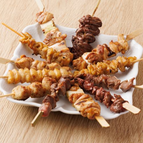 Assortment of 12 yakitori pieces