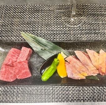 90分飲み放題付黒毛和牛とひね鶏の鉄板焼きコース