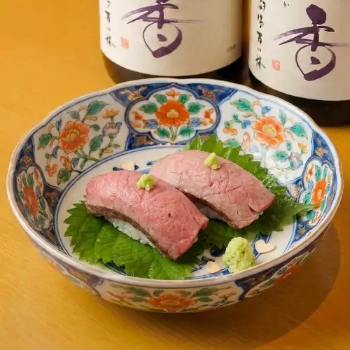 Homemade roast beef sushi