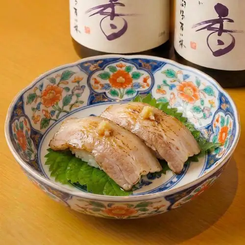 Grilled pork belly sushi