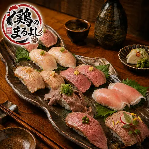 口の中でとろける極上肉寿司！牛・豚・鶏それぞれの旨みと、多彩な味わいを贅沢に食べ比べられます◎