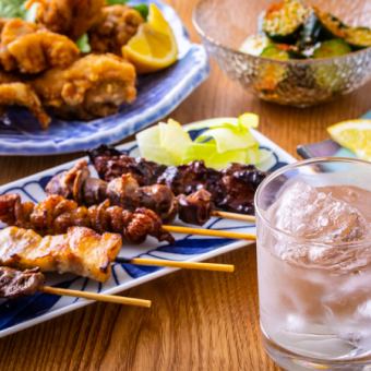 [3 hours all-you-can-drink included] Toyosu fresh fish & yakitori assortment course [4480 yen → 3480 yen]