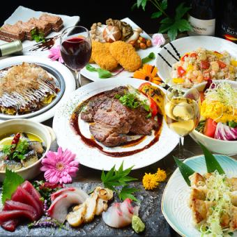 May to July [Limited time period 120 minutes → 180 minutes]★ Sashimi, premium beef steak, etc. [Premium beef course] Total of 8 dishes, 6,000 yen (tax included)