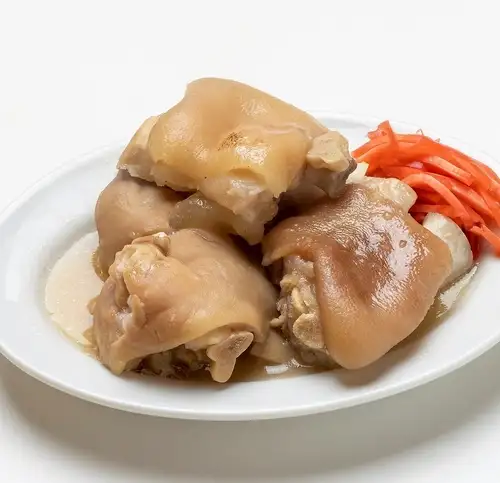 Another specialty: braised pig's trotters, simmered until tender.
