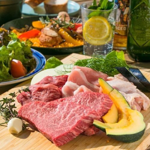 【3名様以上】カジュアル手ぶらBBQセット ソフトドリンク「飲放」付 120分 5000円