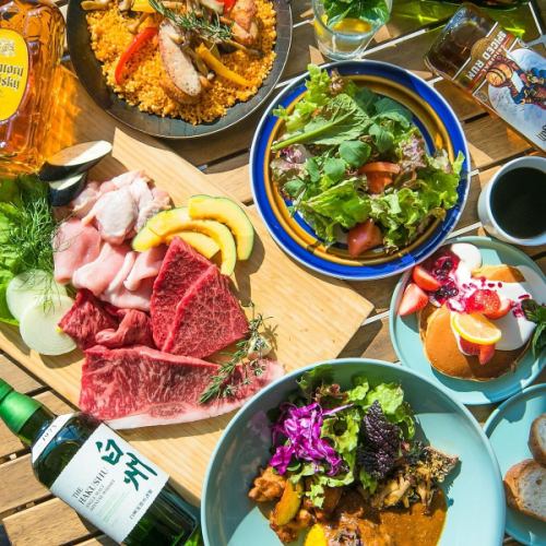【3名様以上】プレミアム手ぶらBBQセット ソフトドリンク「飲放」付 120分 7000円