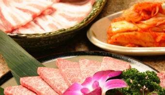 《黑櫻套餐》開胃菜、約10種肉類（牛肉、豬肉、荷爾蒙）、米飯、甜點等共11道菜。