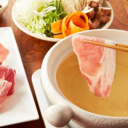 [3 hours all-you-can-drink draft beer included] All-you-can-eat charcoal grilled yakitori & black pork shabu-shabu course [3,500 yen]