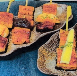 Charcoal-grilled eel skewers
