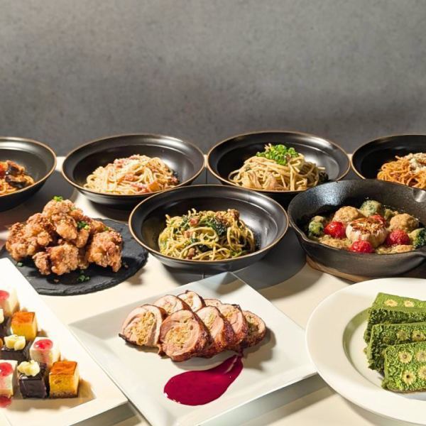 【인기 No1】120분 음료 무제한+파스타 뷔페가 붙은 포만 코스♪