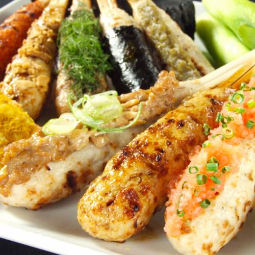 幻のつくね串は味は全18種類。あなたにあったお好みのお味を！