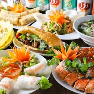 【2H飲放付!4000円(税込)】生春巻き・バインセオ・海鮮炒飯など本場の味を堪能する全10品
