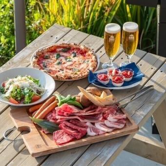 【開放的なテラスで！BBQスタンダードプラン】ボリューム満点90分飲み放題付♪5500円