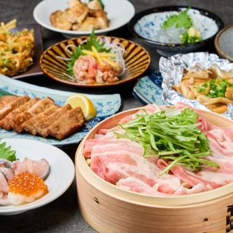 【極みコース】選べるメインは海鮮or豚肉蒸篭蒸し・お造り3種/2.5時間飲み放題付き9品5,000円
