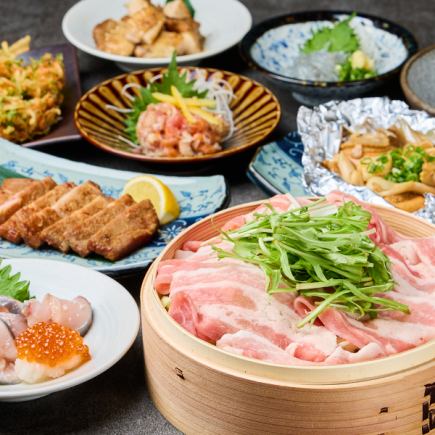 【極みコース】選べるメインは海鮮or豚肉蒸篭蒸し・お造り3種/2.5時間飲み放題付き9品5,000円
