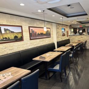 We have seven tables that seat four people! The tables on the left side of the restaurant can be combined freely, so we can accommodate small parties up to 20 people.