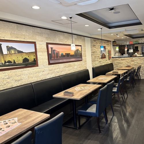 We have seven tables that seat four people! The tables on the left side of the restaurant can be combined freely, so we can accommodate small parties up to 20 people.