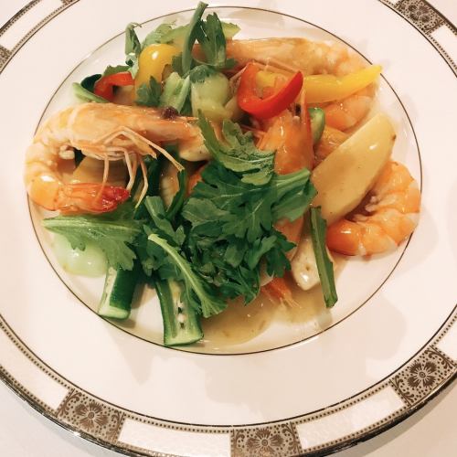 Angel shrimp stir-fried four seasons vegetables (4 pieces)
