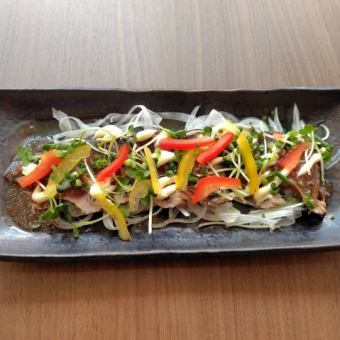 Straw-grilled bonito carpaccio