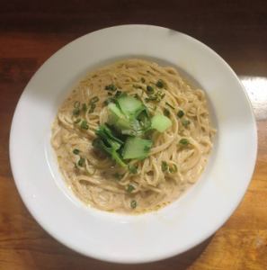 海苔とチンゲン菜のクリームソース