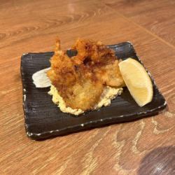 Two fried Banshu Ako Samurai Oysters
