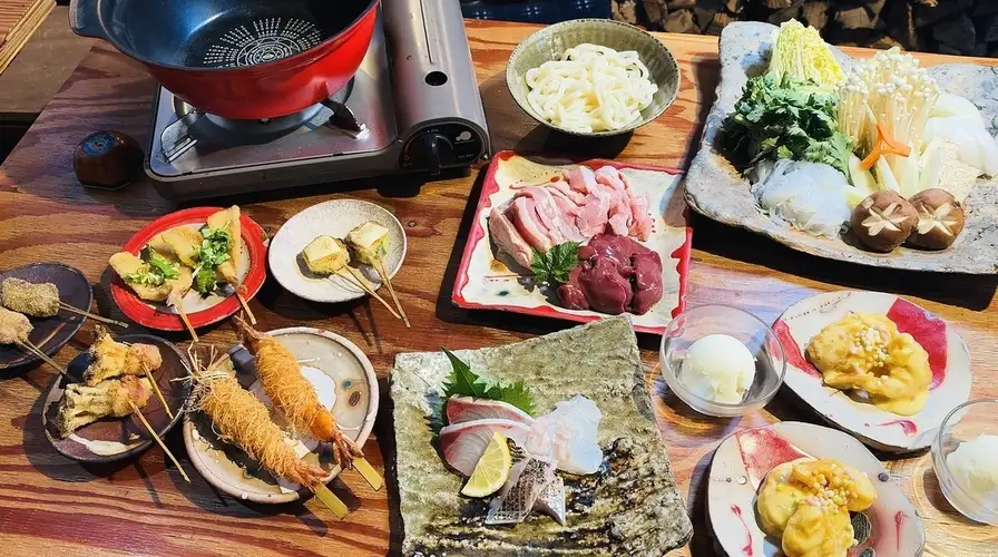 くしん極の丹波鶏すき焼きと串揚げの忘新年会コース